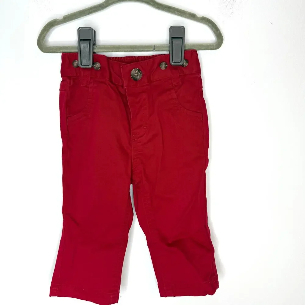 OshKosh B'Gosh Cat & Jack Plaid Flannel Pants Set In Red Blue 9 Months